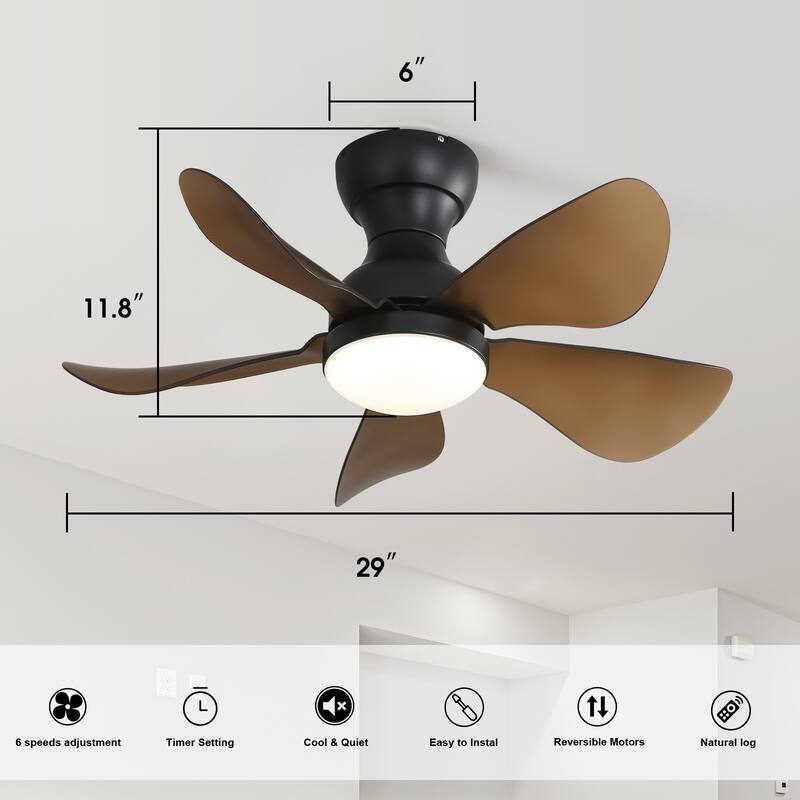 22"/23"/29" Flush Mount Ceiling Fan with Light and Remote Control for Small Room,Patio,Kitchen,Bedroom