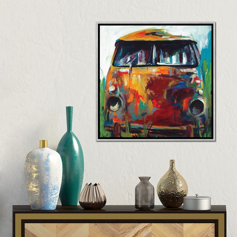 iCanvas "Retro Love Bus" by Andy Beauchamp Framed