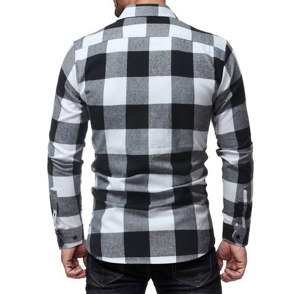Shop Mens Hipster Plaid Flannel Shirts Long Sleeve Slim Fit Dress