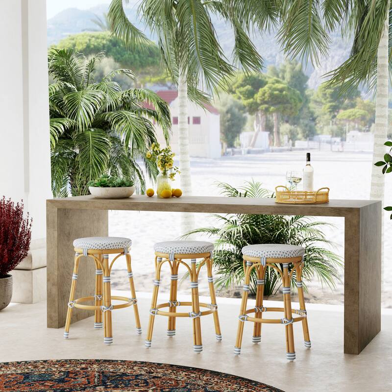 Tobias Outdoor Rattan and Metal Counter Stool