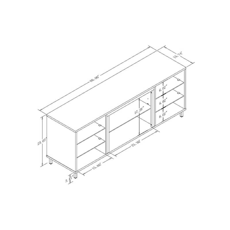 Manhattan Comfort Brighton 60 In. Wire Management Media Cabinet Console