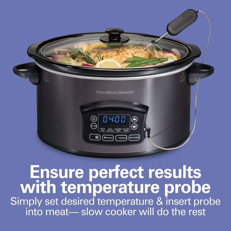 Hamilton Beach 6 Quart Programmable Defrost Slow Cooker with Temperature Probe