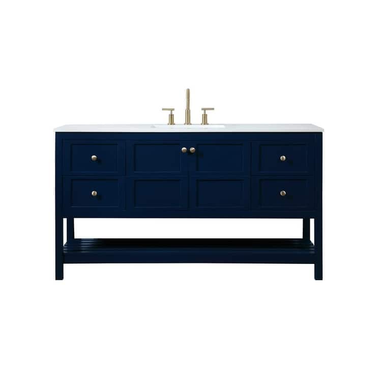 Elegant Lighting VF16460 Theo 60" Free Standing Single Basin Vanity - Blue - Painted
