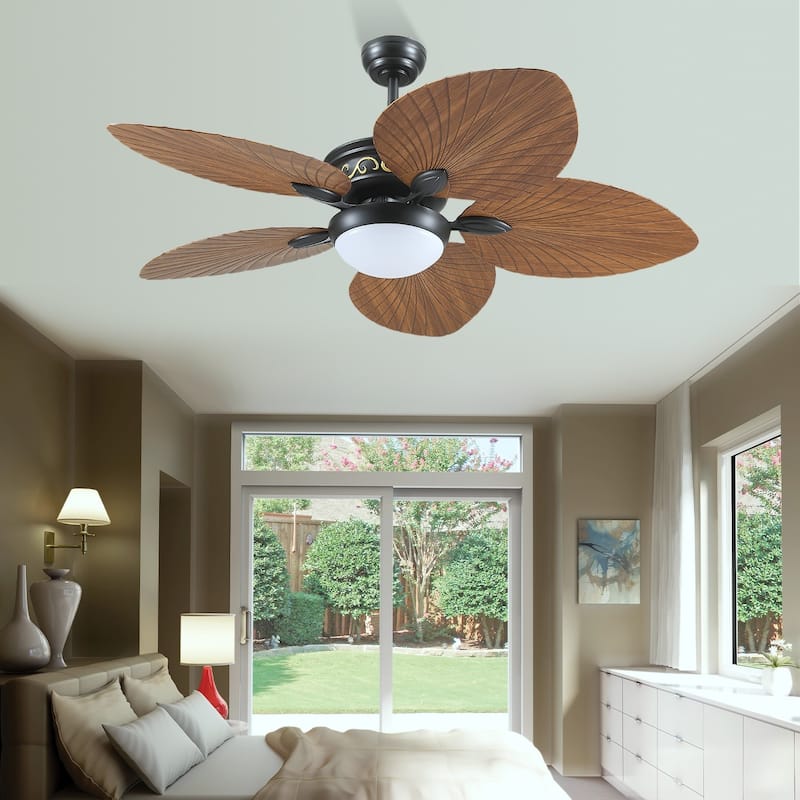 44"/52" Palm Leaf Tropical Ceiling Fan with Light,Indoor and Outdoor Ceiling Fan,Waterproof