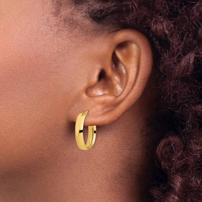 Curata 14k Yellow Gold Polished 20x6mm Oval Hoop Earrings