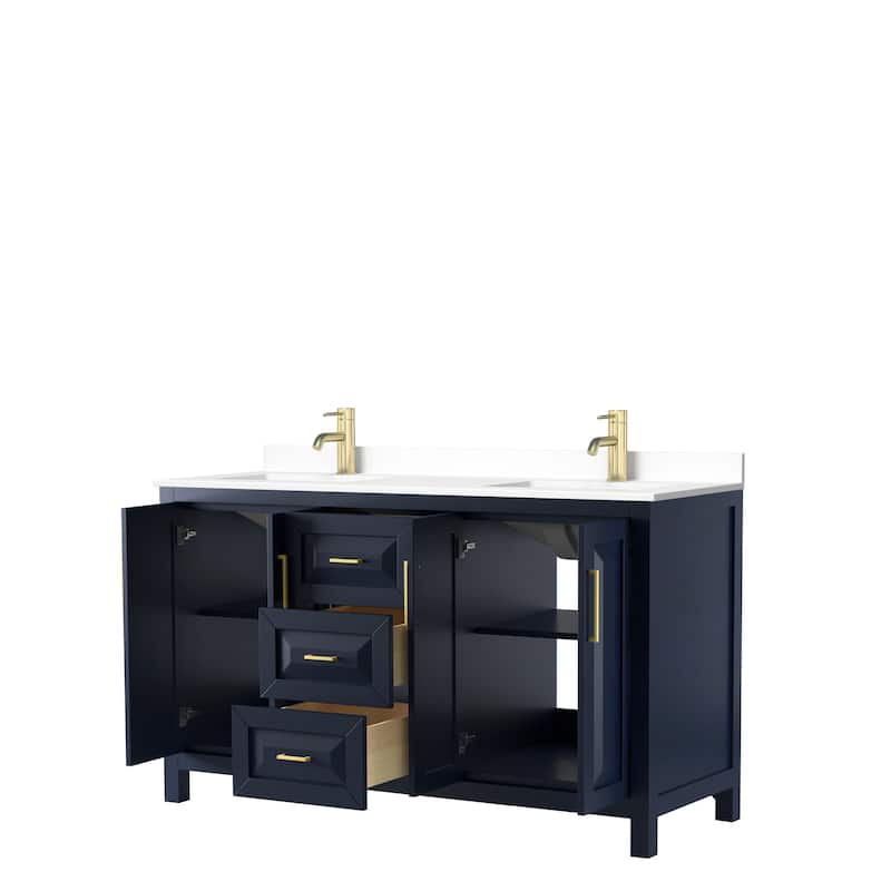 Daria 60 Inch Double Vanity, Cultured Marble Top