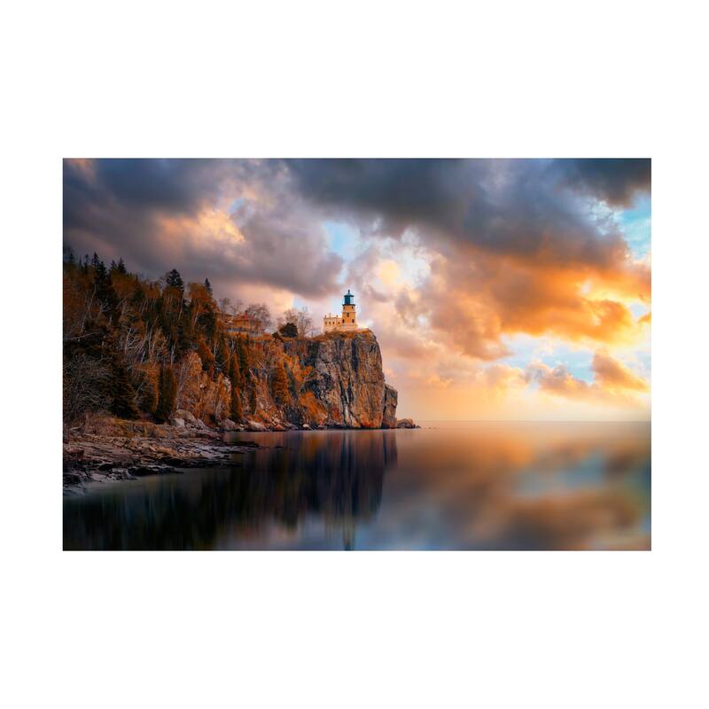 Like He 'A Cloudy Day At Split Rock Lighthouse' Canvas Art