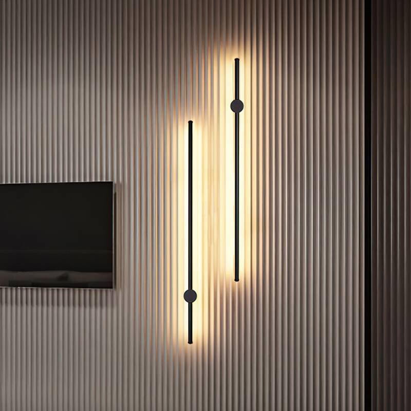 Modern Minimalist Style Black LED Plug-in Long Strip Wall Sconce