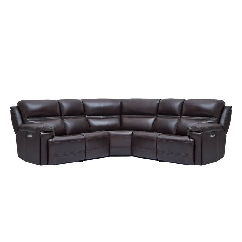 108" W Premium Genuine Leather Dual-Power Sectional Sofa with Zero Gravity, USB & Type-C Ports and 1 Power armless chair