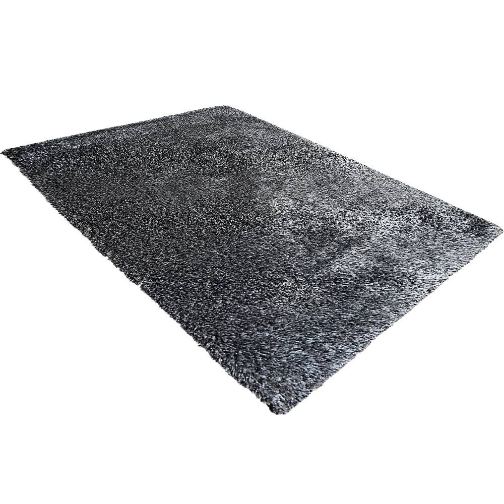 Hand Tufted Shag Polyester Area Rug Solid Black White K00111 5'x8