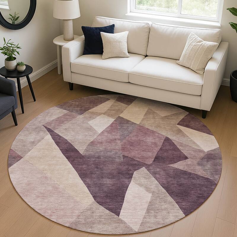 Machine Washable Indoor/ Outdoor Modern Queby Chantille Rug