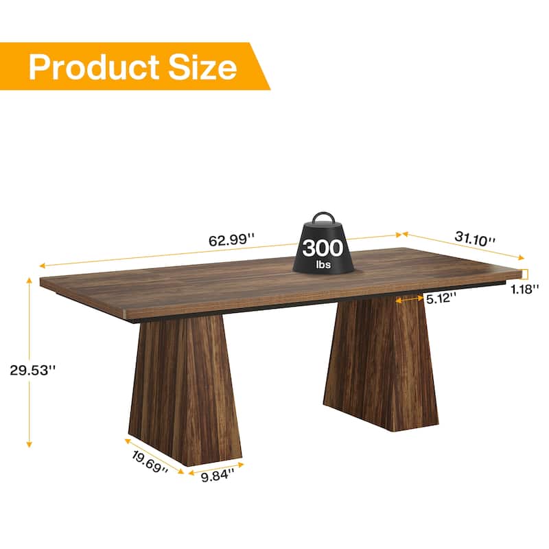 63 Inches Farmhouse Kitchen Dining Table for 4-6