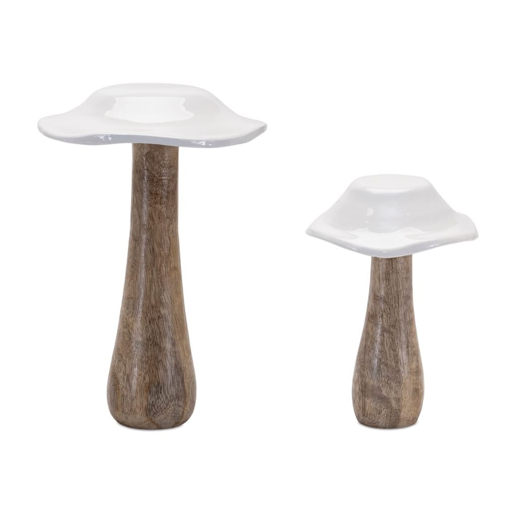 Rustic Wooden Mushroom Decoration - 7.75" - Set of 4