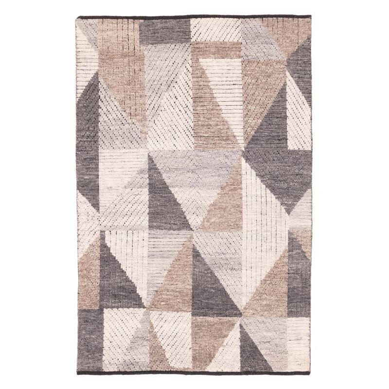 ECARPETGALLERY Hand-knotted Tangier Grey Wool Rug - 5'2 x 8'0