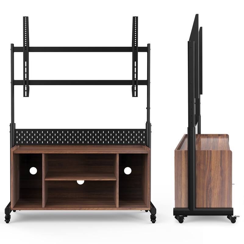 FITUEYES Sturdy Rolling TV Stand with Wheels for 50-85 Inch TVs with Open Shelves