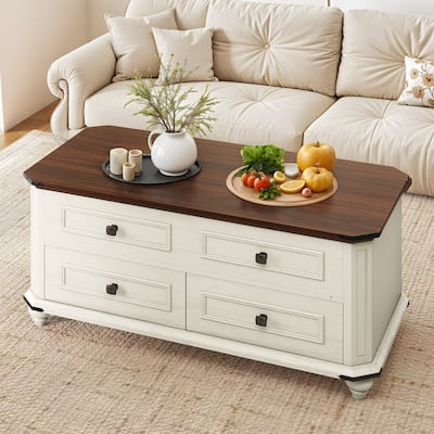 Moasis 36"W Lift-top Farmhouse Coffee Table Center Table with Drawers and Large Hidden Storage