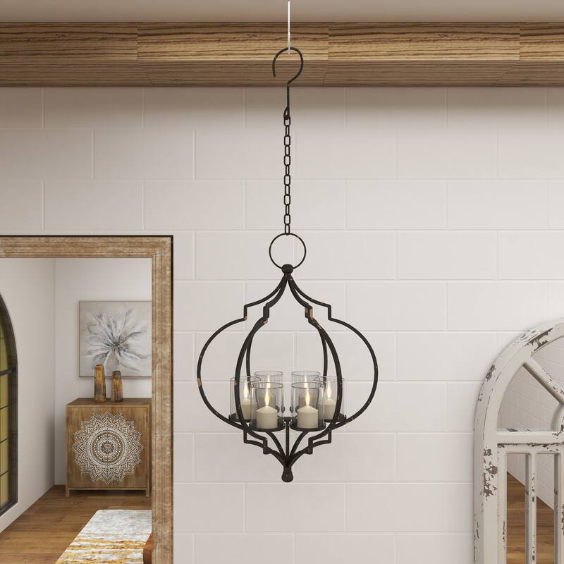 Elegant Decorative Metal Hanging Candelabra - Black or White
