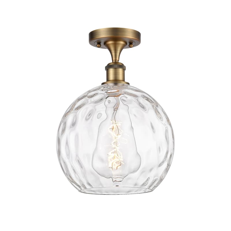 Innovations Lighting 516-1C-15-10 Athens Semi-Flush Athens 10" Wide - Brushed Brass / Clear Water Glass