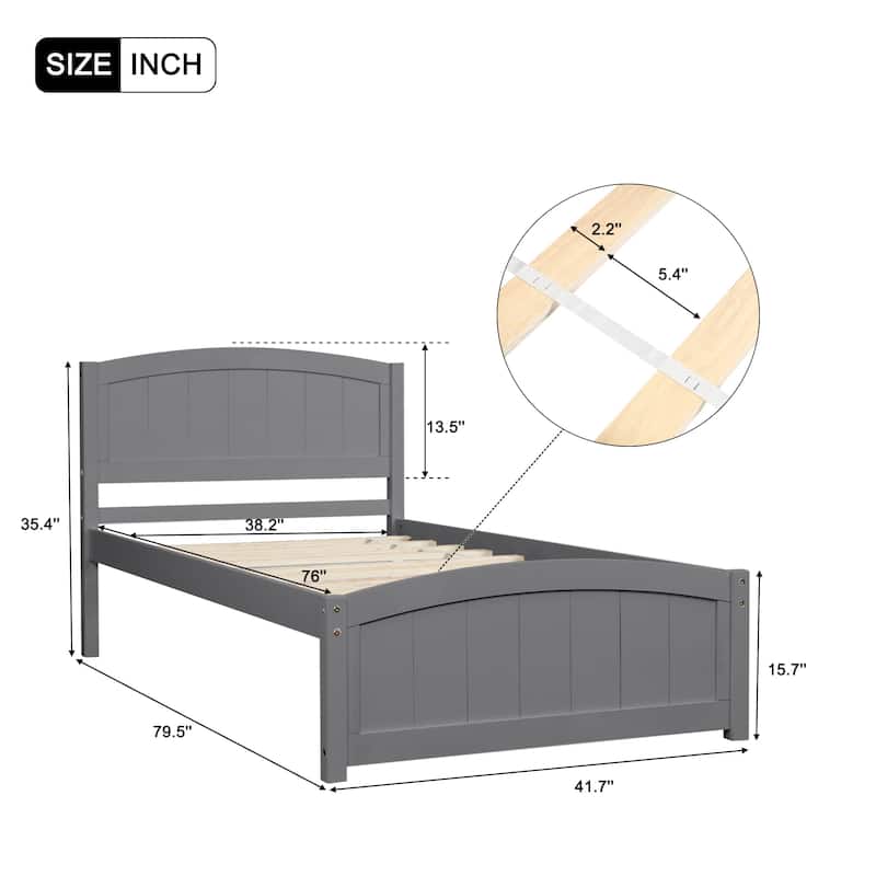 Wood Platform Bed with Headboard, Footboard