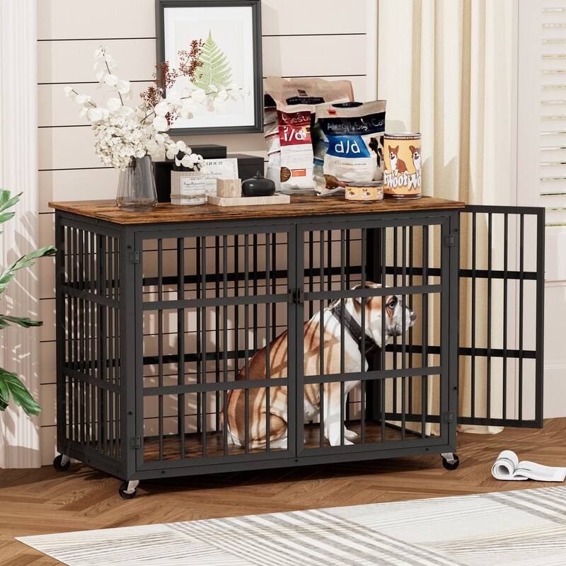 Mieres Furniture Style Dog Crate, Dog Kennel Furniture with 2 Doors