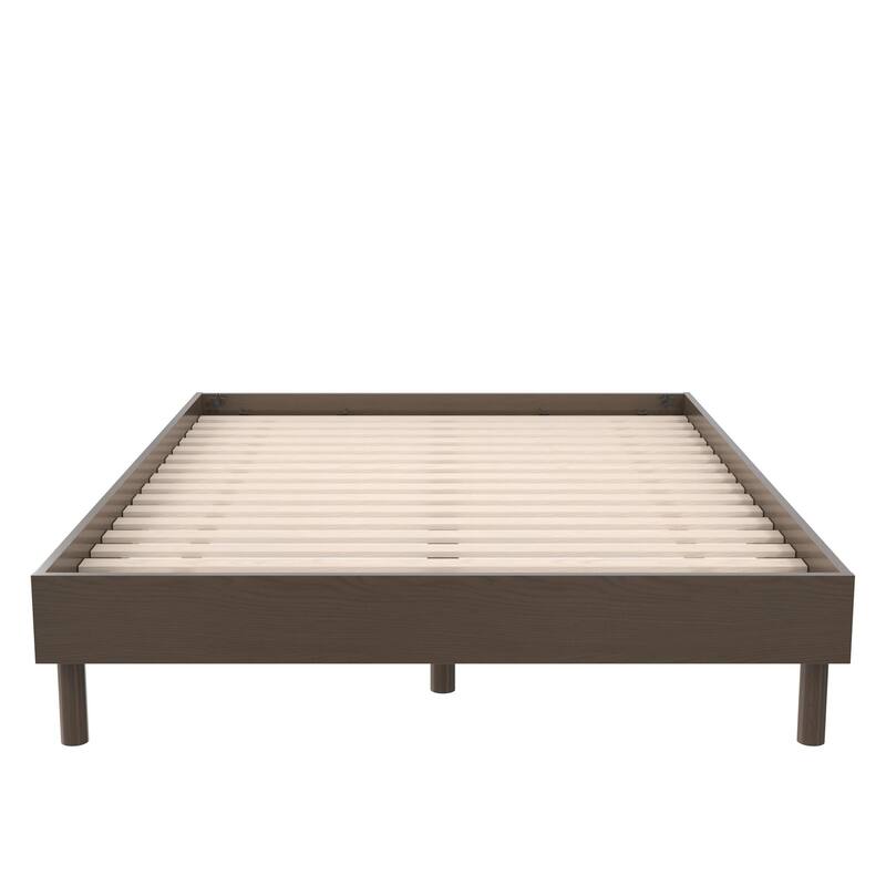 Roomfitters Cologne Tool-Less Wood Platform Bed Frame, Low Profile Rustic Design, Walnut