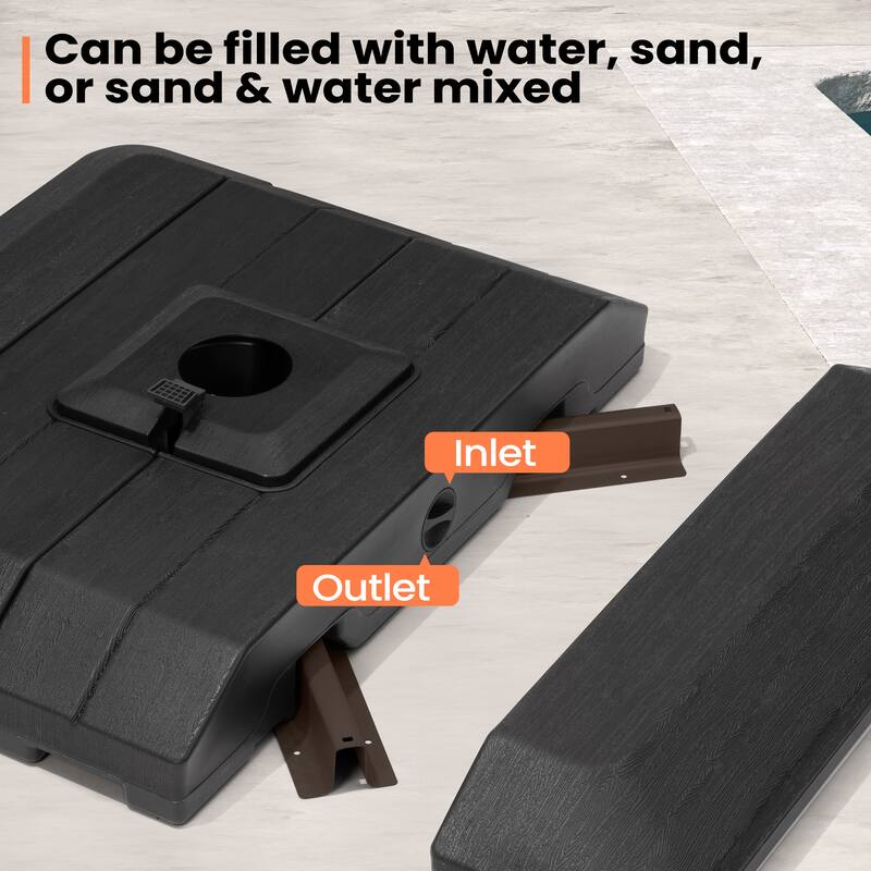 12 x 9 FT Outdoor Patio Cantilever Umbrella with Solar Lights Double Canopy 360 Rotation Tilt with Base