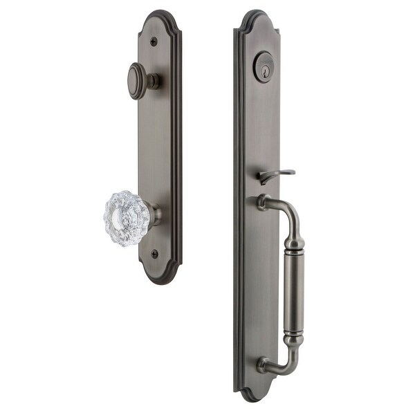 Grandeur ARCCGRVER_ESET_238 Arc Solid Brass Rose Keyed Entry Single Cylinder Full Plate "C" Grip Handleset with Versailles