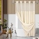 preview thumbnail 18 of 17, No Hook Slub Linen Texture Shower Curtain with PEVA Snap-in Liner