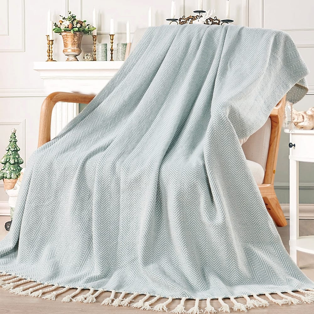 Extra Cozy Chevron Knit Throw Super Soft Knitted Blanket for Couch
