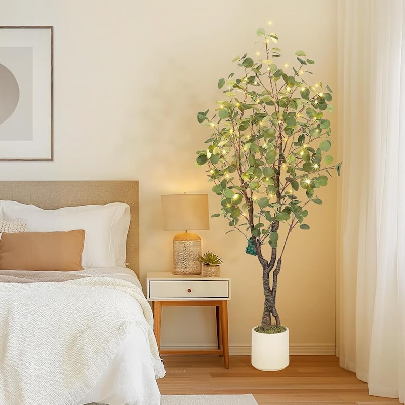 Artificial Eucalyptus Tree, Fake Potted Plant for Home Decor