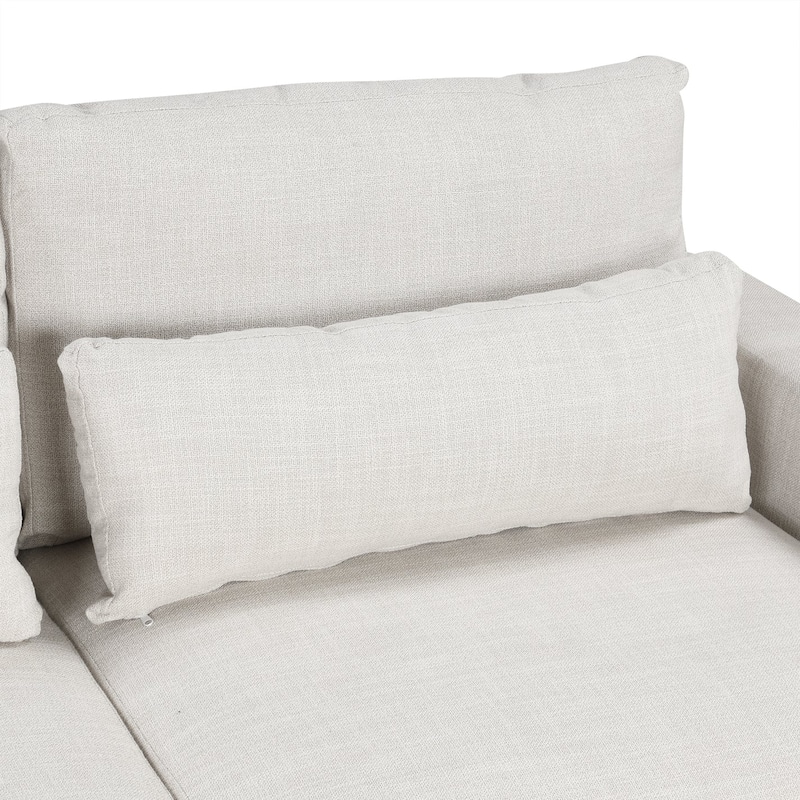 92.90 in Wide Square Arm Fabric L-shaped Removable Back Cushions and 3 Pillows Sofa