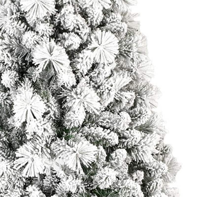 HomeRoots 9' Green And White Slender Flocked Pine Christmas Tree