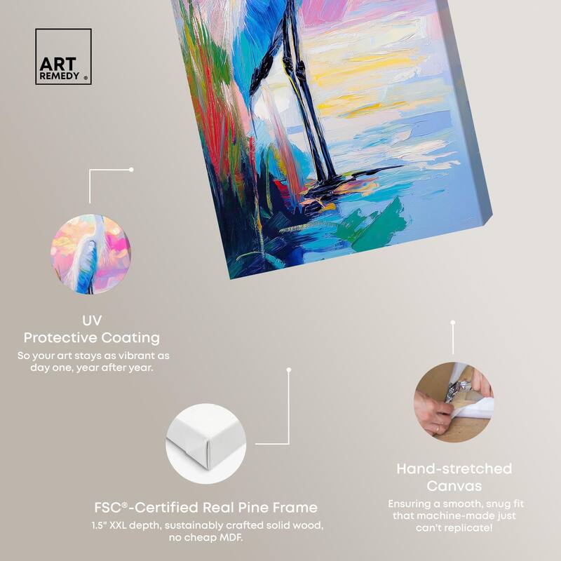 Expressive Egret I Panoramic Canvas by Art Remedy, Gallery Wrapped