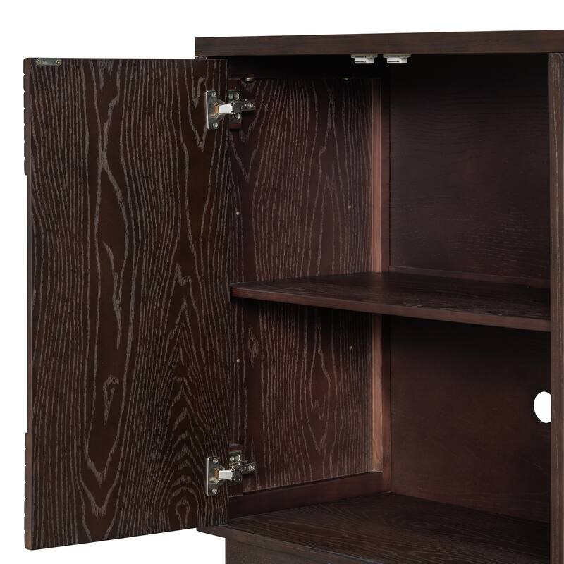 Carved Buffet Storage Cabinet Sideboard with Adjustable Shelve, Vintage TV Cabinet Entryway Floor Cabinet Cupboard Console Table