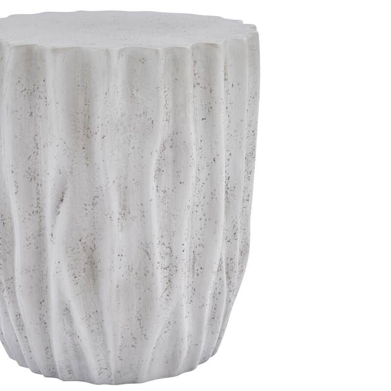 Christopher Knight Home - Ames 18.11"H Outdoor Modern Drum Shape MGO Side Table with Ribbed Surface Textured, Fully Assembled