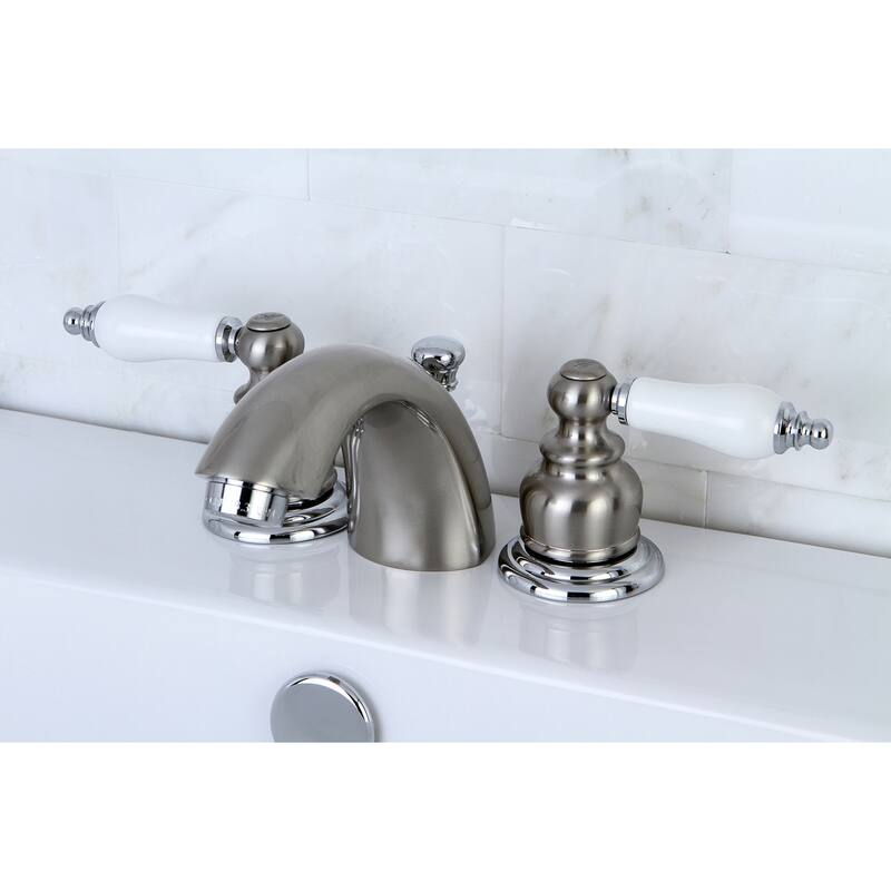 Victorian Mini-Widespread Bathroom Faucet with Retail Pop-Up in Brushed Nickel