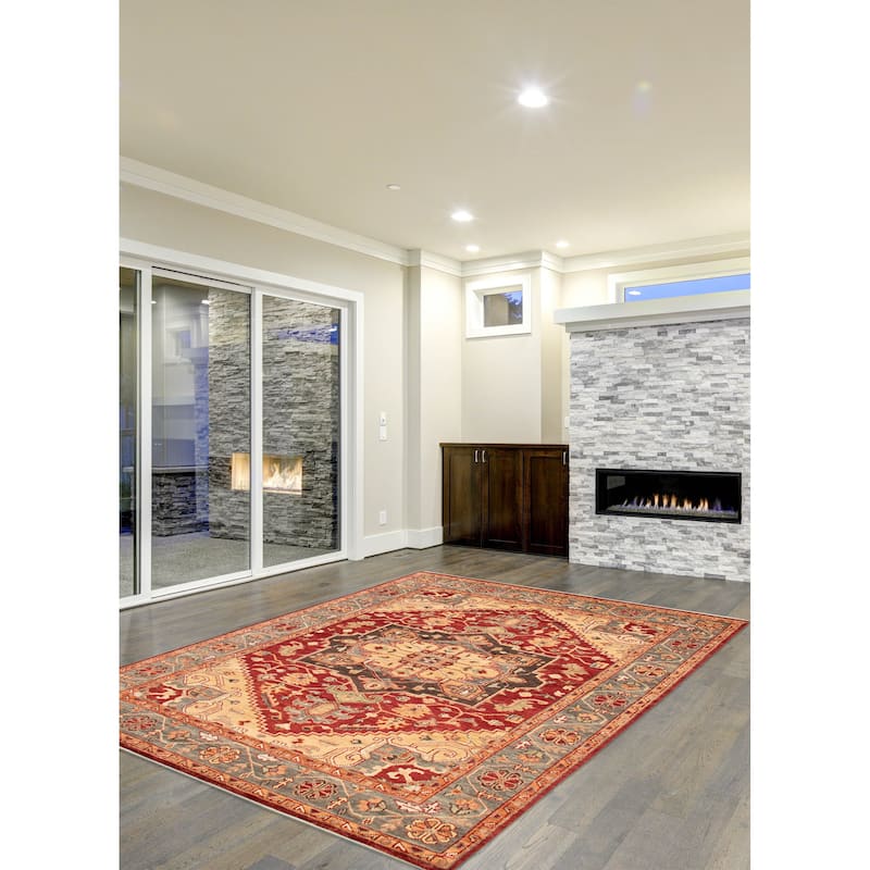 ECARPETGALLERY Hand-knotted Jules Serapi Dark Red Wool Rug - 8'10 x 12'1