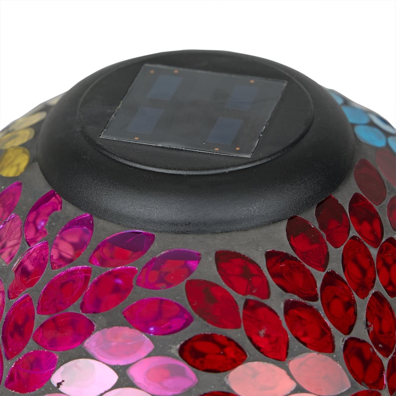 Solar 8" Multi-Color Leaf Gazing Globe with Metal Stand