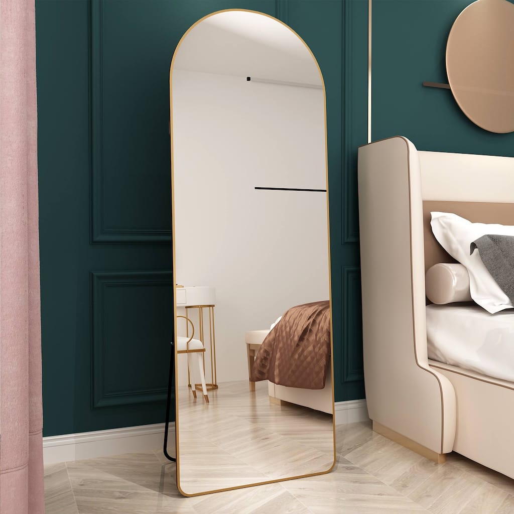 64.9" * 23.2" Aluminum Alloy Metal Frame Arched Wall Mirror, Bathroom Makeup Mirror, Bedroom Porch, Clothing Store