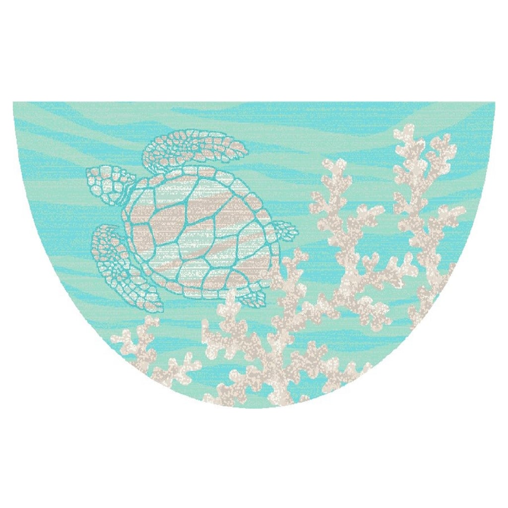 Seaside Turtle Coral Coastal Rug