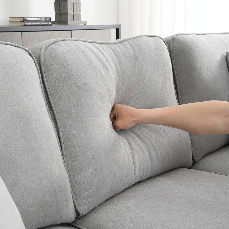 Grey 108'' Spacious U-Shaped 7 Seater Sectional Sofa Set with 3 Pillows and Chaise Ideal for Living Room, Apartment