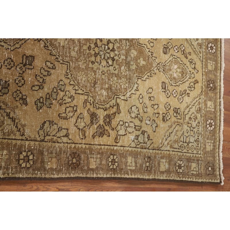 Hand Knotted Oriental 100% Wool Carpet Traditional Medallion Yellow & Gold Tabriz Area Rug - 4' 8'' X 3' 3''