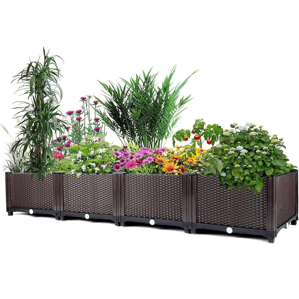 Self-Watering Elevated Planter Box, Raised Garden Beds for Vegetables, Flowers, Herbs