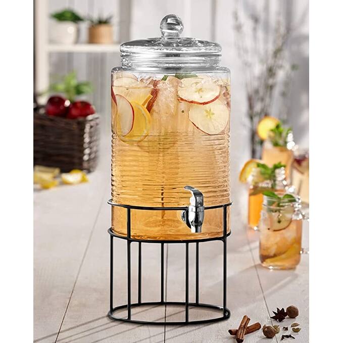 COVINA BEVERAGE DISPENSER 1.90 GAL W/METAL STAND, 246oz/7.28L