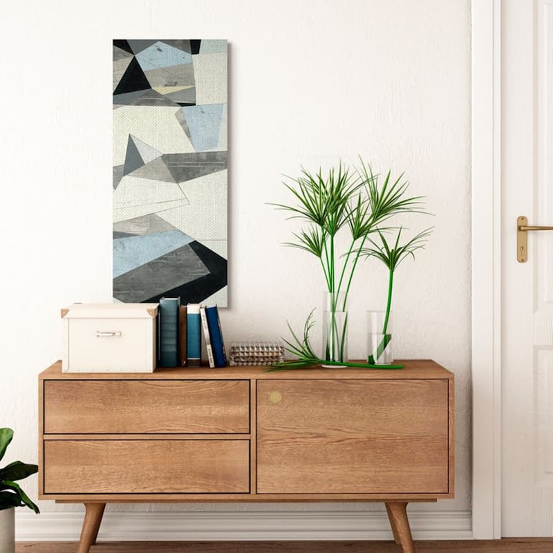 Stupell Geometric Angular Shapes Blue Beige Grey Abstraction Canvas Wall Art