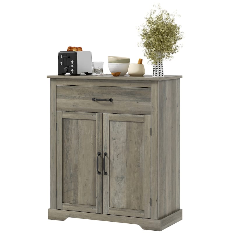 Sideboard Buffet Cabinet, Farmhouse Coffee Bar Storage Cabinet with Drawer, Accent Cabinet with Double Doors