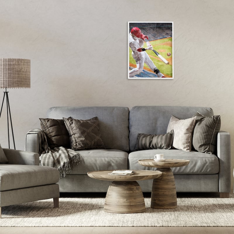 Stupell Athlete Hitting Baseball Framed Giclee Art Design By Kim Allen