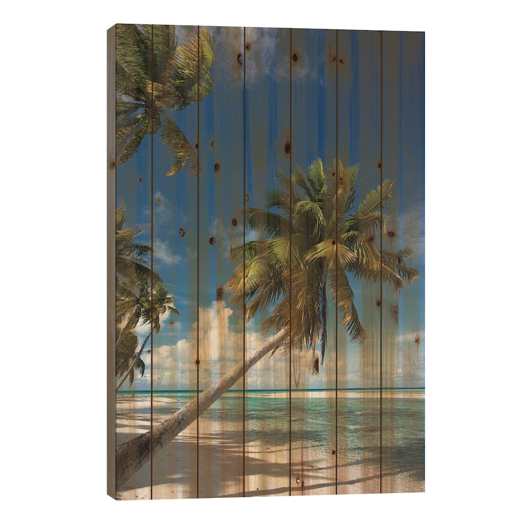 Palm Trees On The Beach, Bora Bora, Society Islands, French Polynesia I Print On Wood by Panoramic Images - Multi-Color