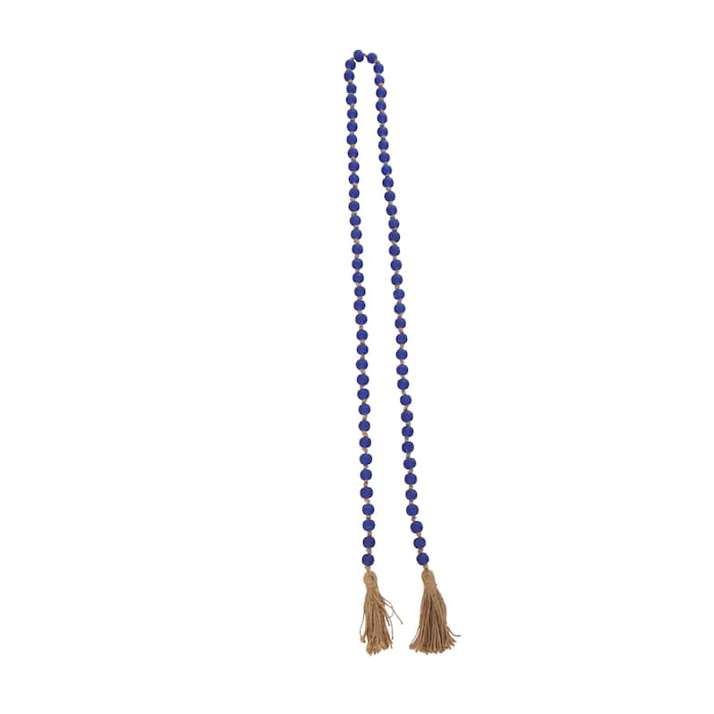 Glass Handmade Round Long Beaded Garland with Tassel with Knotted Brown Jute