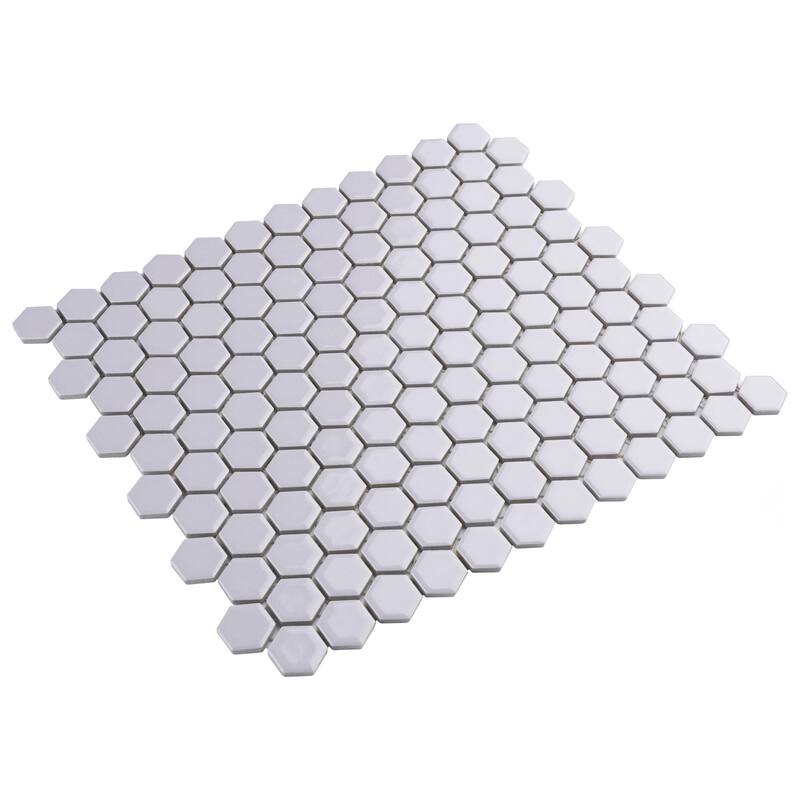 Merola Tile Metro 1" Hex Glossy Lavender 10-1/4" x 11-7/8" Porcelain Mosaic Floor and Wall Tile